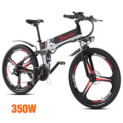 Electric Bike : Shengmilo Electric Foldable Bike, 26 Inch Integrated Wheel Mountain Road E- Bike, 48V / 350W Lithium Battery Included (BlACK)