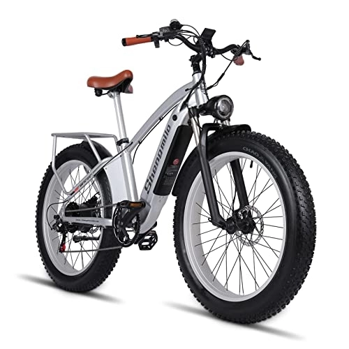 Electric Bike : Shengmilo Electric Mountain Bike 26'' Electric Bike for Adults, Fat Tire E-Bike with Removable 48V 15Ah LG Battery, Dual Shock Absorbers, Super Bright Headlight, Aluminium Alloy Frame, Retro MX04