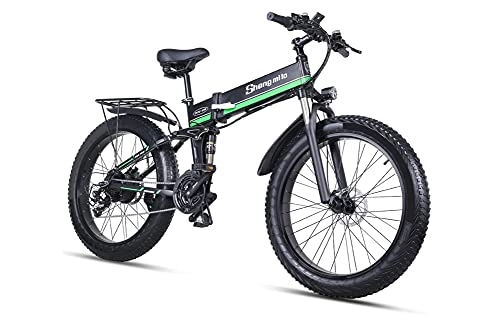 Electric Bike : Shengmilo Electric Mountain Bike with 48V12.8Ah Battery 26" Hybrid Bikes Folding Bikes Fat bike Cruiser Bikes, LCD dispaly Shimano 21 Speed Shifter 3 Riding Modes