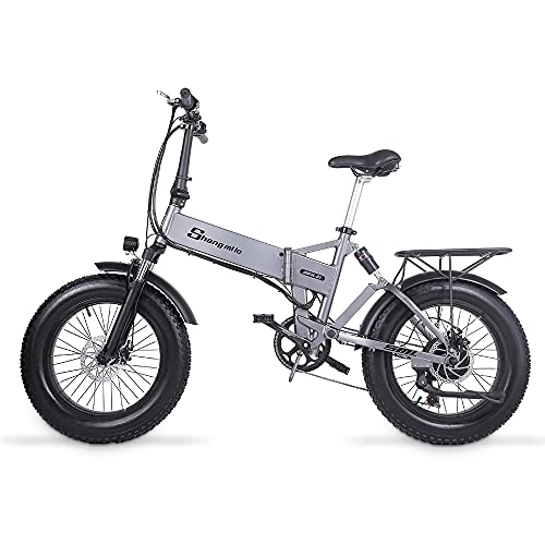 Electric Bike : Shengmilo Foldable electric bicycle, MX21, 48V 56N∙M Torque City Walking E-bike for Adults, 20 * 4.0 Fat Tire Electric Bikes, Front and rear disc brakes