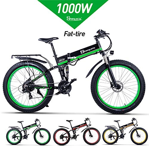 Electric Bike : Shengmilo-MX01 1000W Electric Bicycle, Folding Mountain Bike, Fat Tire Ebike, 48V 13AH