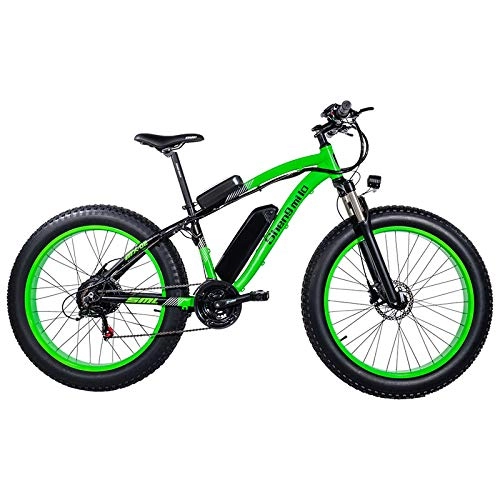 Electric Bike : SHENGMILO MX02 26 Inch Fat Bike, 21 Speed Electric Bicycle, 48V 17Ah Large Capacity Battery, Lockable Suspension Fork, 5 Level Pedal Assist (Green, 17Ah + 1 Spare Battery)