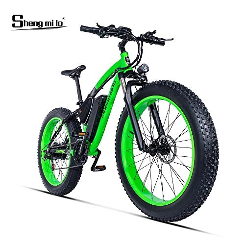 Electric Bike : Shengmilo MX02 eBike, Fat E-Bike, 1000 W, 48 V, 17 AH (Green)