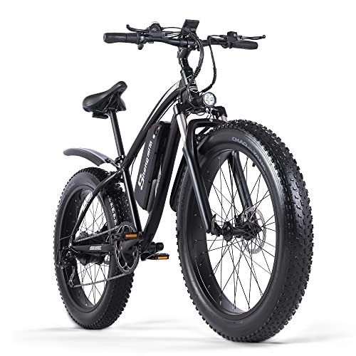 Electric Bike : Shengmilo-MX02S 26 * 4.0inch Fat tire Electric Bicycle, 7-Speed Mountain Bike, Snow Bike, Pedal Assist Ebikes, 48V*17ah removable Lithium Battery, Dual Hydraulic Disc Brake，Smart LCD Display (Black)