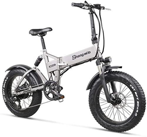 Electric Bike : Shengmilo - MX21 20 Inch Folding Electric Bike, 4.0 Wide Tire Snow Bike, 12.8Ah Off-Road Beach Bike, Men / Women