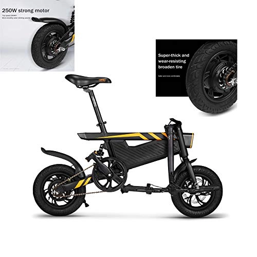 Electric Bike : SHENXX Electric Bike 12 Inch Folding Power Assist Eletric Bicycle E-Bike 250W Motor and Dual Disc Brakes Foldable