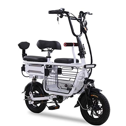 Electric Bike : SHENXX Electric Folding Bike, Lightweight and Aluminum Folding Bicycle with Pedals, Power Assist and 20Ah Lithium Ion Battery; Electric Bike with 12 inch Wheels and 350W Motor, 30km / h max speed, White