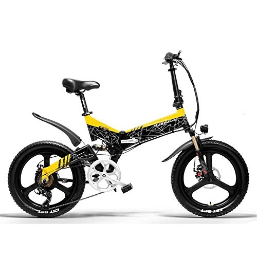Electric Bike : SHIJING Electric Bicycle 20 inch Folding E-bike 400W 48V Lithium Battery 7 Speed Pedal Assist