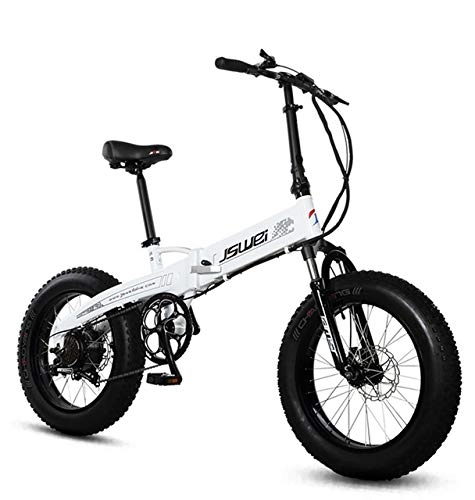 Electric Bike : SHIJING Folding electric bike 20 inches 4.0snow fat tires 36v li-ion battery power battery 350W variable-speed electric bicycle adult, 2