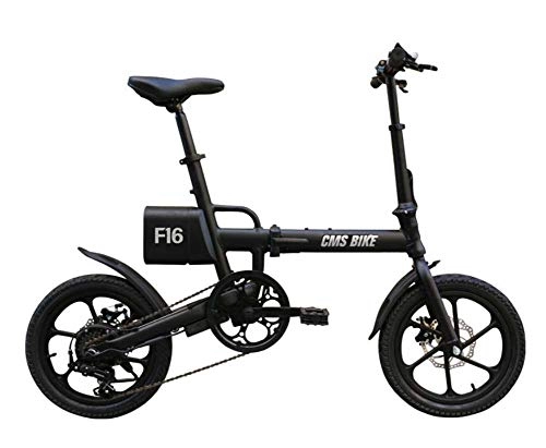 Electric Bike : SHIMOTOO Aluminum Alloy Folding Ebike, 16Inch City Foldable E-Bike / Variable Speed Brushless Motor Electric Bicycle, Black