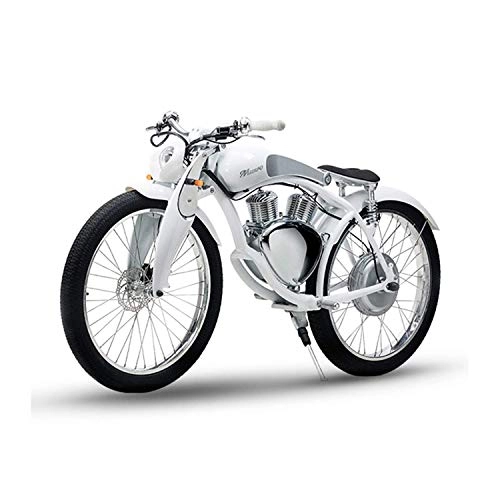Electric Bike : SHIPAO Electric Motorcycle E-Bike For Adults 48V 800W 50KM / H, Classical Style Retro Motorbike, Removable Lithium Battery Green Energy City / Beach Cruiser with Powerful Display LED (White)