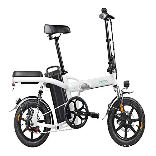 Electric Bike : Shiyajun Electric bicycle Folding lithium battery electric men's and women's battery car Small power-assisted electric car-48V / 20AH white