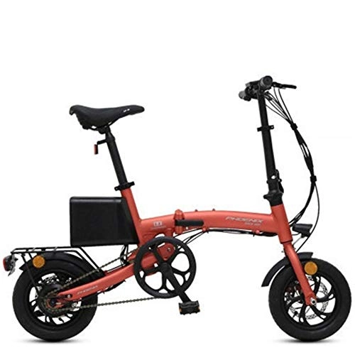 Electric Bike : Shiyajun Folding electric bicycle, lightweight folding adult, small lithium battery-Red 10.4ah