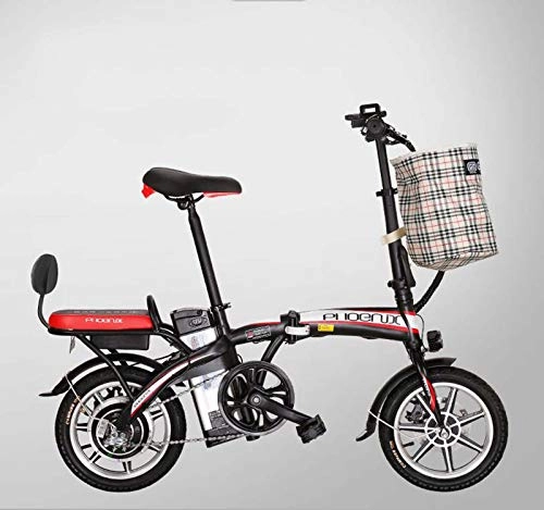 Electric Bike : SHJR Adult Women Mini Electric Bike, 48V Lithium Battery, Student City Electric Bicycle 14 * 2.15 Wheels, With Intelligent Meter, B, 15AH