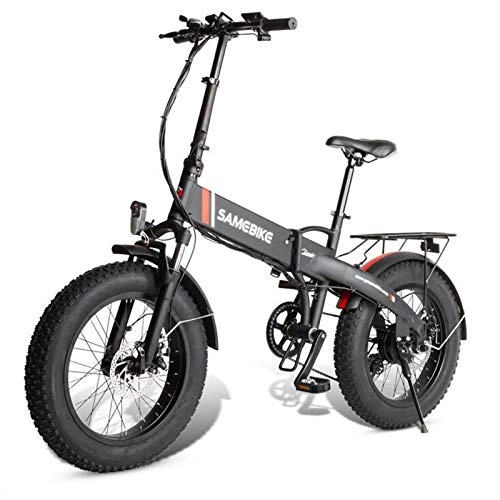 Electric Bike : SHTST 20 inch electric bike - fat tire e-bike with 48V 8Ah lithium battery, 7-speed Shimano gear shift and high-strength shock absorption disc brakes, MTB 350W motor 25km / h (Color : Black)