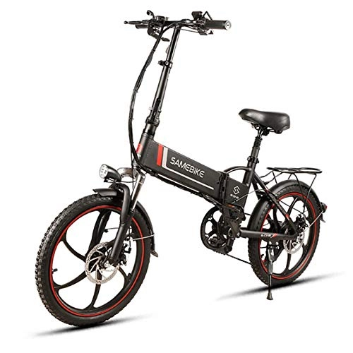Electric Bike : SHTST 20 inch electric bike - MTB E-bike with 48V 10.4Ah lithium battery, 7-speed Shimano gear shift and high-strength shock absorption disc brakes, 350W motor 25km / h (Color : Black)