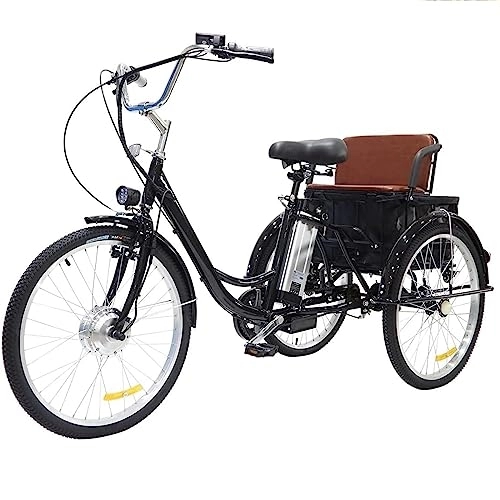 Electric Bike : SKVLF Adult Electric Tricycle with 24 Inch Wheels Cruise Suspension Tricycle, Detachable 48V 12A Lithium Battery Electric Bicycle Shopping Electric Tricycle Multifunctional Shopping Pedal Tricycle