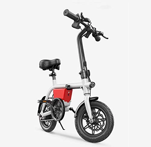 Electric Bike : Small Folding Electric Bike, 48V Lithium Battery Aluminum Alloy Electric Bicycle, 14Inch Mini Women City E-Bikes, White, 100KM