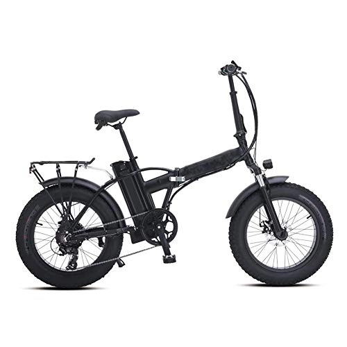 Electric Bike : Smisoeq 20 inches 500W foldable electric bicycle snow mountain bike, with the rear seat, and a lithium battery with 48V 15AH disc brake
