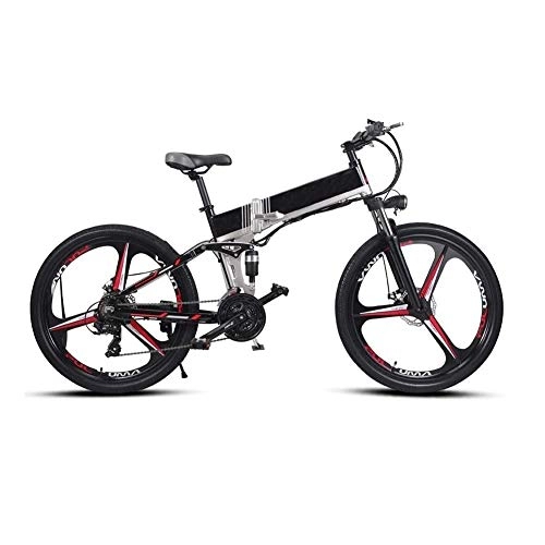 Electric Bike : Smisoeq 26 inches electric bike, rear seats with integrated 3-spoke wheels 21 and advanced full suspension gear can be used for night riding