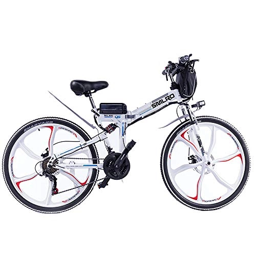 Electric Bike : SMLRO Adult Electric Bicycles 26" Folding Mountain Bike, 48V 13Ah 350W 21-Speed Gear, 3 Working Modes