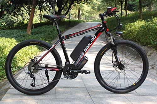 Electric Bike : SMLRO Electric Mountain Bike, 1000W 26'' Electric Bicycle with Removable 48V 15AH Lithium-Ion Battery Shimano 27 Speed Gear (black-red)