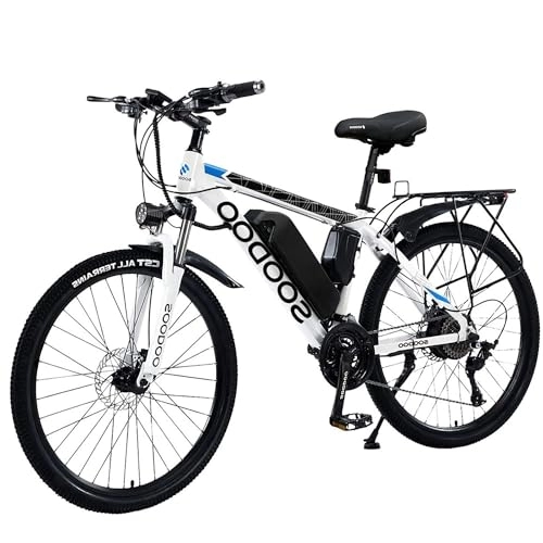 Electric Bike : SOODOO 26'' Electric Bikes for Adults, 2602 E-Bikes with 36V 8AH Removable Battery, MTB Electric Bikes w / 250W High-Speed Brushless Motor, 7-27 Speed, LCD Display, Dual Disk Brake