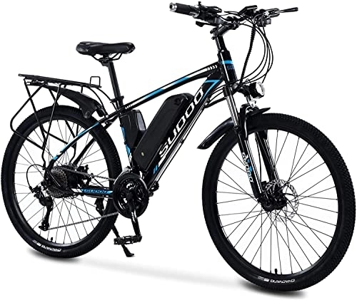 Electric Bike : SOODOO Electric Bike for Adults, 26" Ebike with 250W Motor, Electric Bicycle with 36V 8AH Rechargeable and Removable Li-Ion Battery, 27-Speed Mountain Bike, MTB for Men Women