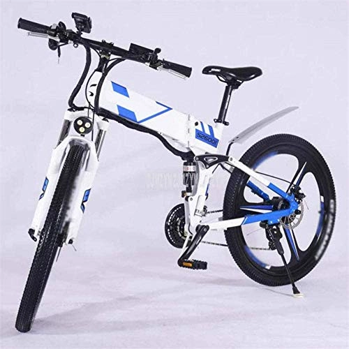 Electric Bike : SSeir 26 inch electric bicycle foldable single seat aluminum alloy frame 350W 48V10.4Ah adult mountain / city E bicycle lithium battery, Black-Red
