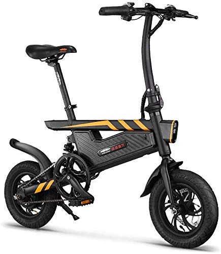 Electric Bike : SSeir Electric bicycle 12 inch foldable electric power assist electric bicycle 250W electric brake bicycle foldable foot pedal-Black
