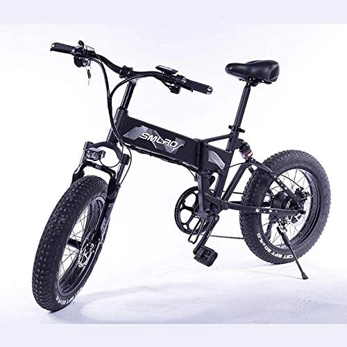 Electric Bike : SSeir folding electric bicycle 500W motor 48V 10Ah removable lithium ion battery 20 inch 7 speed gear shift lever electric bicycle, 350W black, 36V8AH