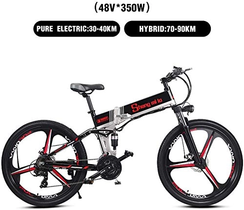 Electric Bike : SSeir26 inch folding electric mountain bike bicycle off-road electric car electric bicycle electric car, Black-one wheel 350W