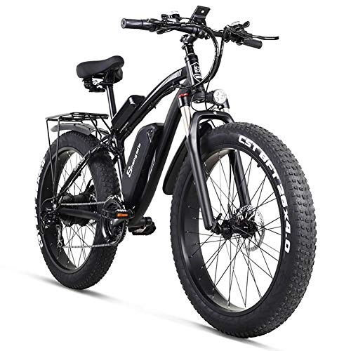 Electric Bike : SSQIAN 26 Inch Electric Bike 48v 1000w 17ah Ebike With Removable Lithium Battery 4.0 Fat Tire Electric Mountain Bicycle Snow Bike, Black