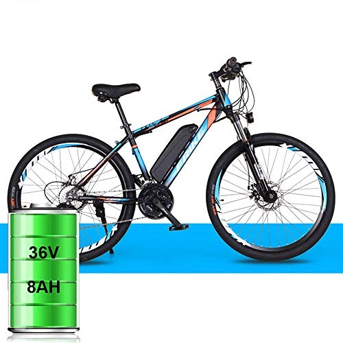 Electric Bike : St.mary An Upgraded Version of An Electric Mountain Bike with A 21 / 27 Shift System 36V Lithium Battery 8AH / 10AH 26 Inches, noir bleu, 21speed