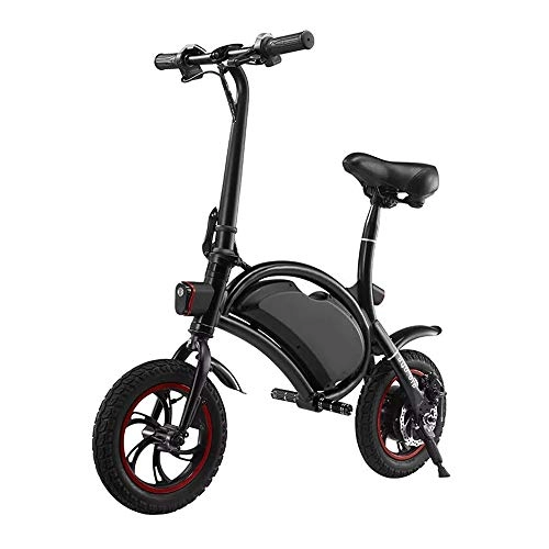 Electric Bike : Standard Type Foldable Electric Bike 12 Inches Electric Bicycle Smart Folding Water Proof Intelligent Control Bike Adult City eBike (Color : Black, Size : 102x50.5x94cm)