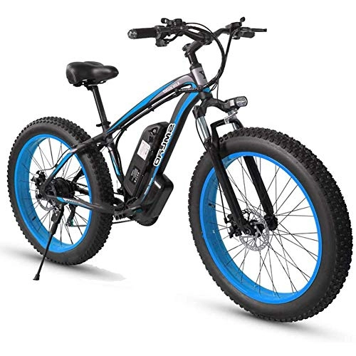 Electric Bike : Starsmyy 26Inch Fat Tire E-Bike Electric Bicycles for Adults, 500W Aluminum Alloy All Terrain E-Bike Removable 48V / 15Ah Lithium-Ion Battery Mountain Bike for Outdoor Travel Commute, Blue