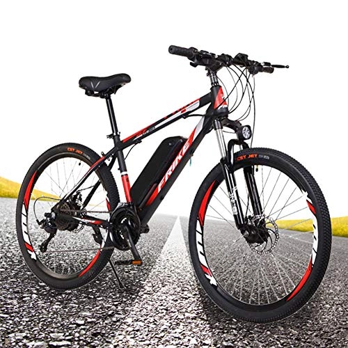 Electric Bike : Starsmyy Adults Electric Mountain Bike 26-Inch 250W Hybrid Bicycle 36V 10Ah Off-Road Tire Disc Brake Mountain Bike with Front Fork Suspension And Lighting, Black+Red