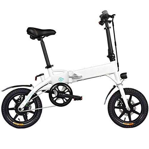 Electric Bike : StAuoPK Folding Electric Bicycle 14-Inch Power-Assisted Electric Bicycle Lithium Electric Vehicle (Black, White), B
