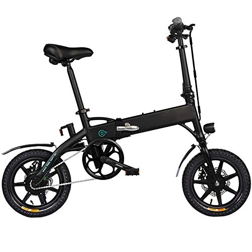 Electric Bike : StAuoPK Folding Electric Bicycle 14-Inch Power-Assisted Electric Bicycle Lithium Electric Vehicle (Black, White), Black
