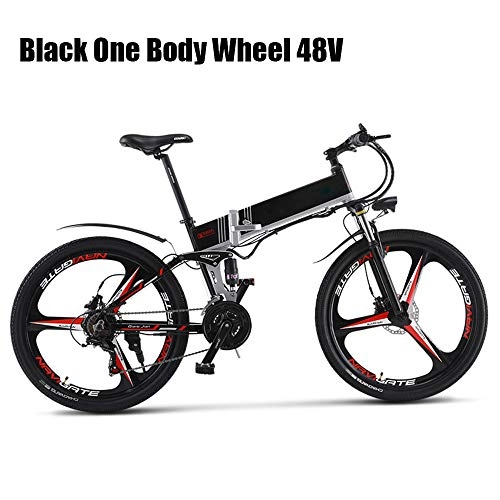Electric Bike : StAuoPK The New 26-Inch Foldable Electric Bicycle, 21-Speed 10AH 48V 350W Built-In Lithium Battery Electric Bicycle, Aluminum Alloy Travel Electric Mountain Bike