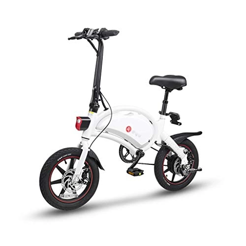 Electric Bike : Style wei 14 Inch Folding Power Assist Electric Bicycle Moped E-bike 40-60 Km Max Range Bike Portable Mini Motorcycles for Men and Women (Color : White)