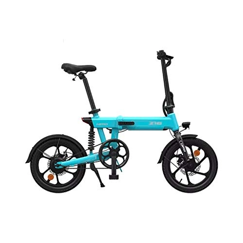 Electric Bike : Style wei 16 Inch Folding Power Assist Electric Bicycle Moped E-Bike 80KM Range 10AH Electric Bicycle (Color : Blue)