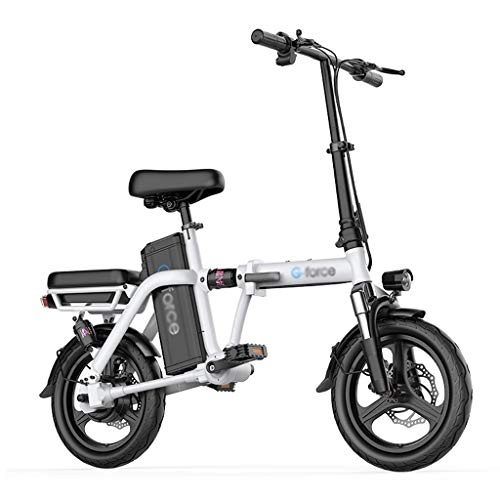 Electric Bike : Style wei Chainless Electric Folding Bicycle 14-inch Nylon Pneumatic Tire 48V Rechargeable Lithium Battery Seat Adjustable Portable Folding Bicycle