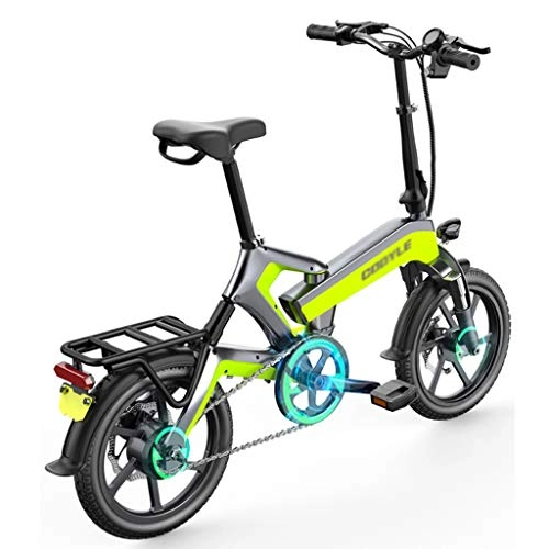 Electric Bike : Style wei Electric Bicycle Foldable 16 Inch Nylon Pneumatic Tire 48V Rechargeable Lithium Battery Seat Adjustable Portable Folding Bicycle