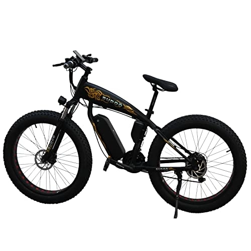 Electric Bike : SUDOO 26x4.0 Inch Fat Tire Electric Bike - Mountain Bike with 48V 10.5AH Removable Li-Ion Battery, Powerful Motor Beach Snow E-bike, Shimano 7 Speed Transmission Gears for Adults, Black