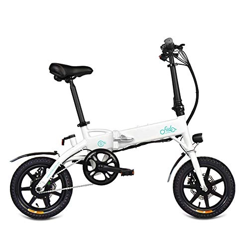 Electric Bike : SUQIAOQIAO FIIDO D1 Large-capacity battery simple and beautiful Ebike, Three riding modes, Foldable Electric Bike with Front LED Light for Adult, White, 10.4Ah