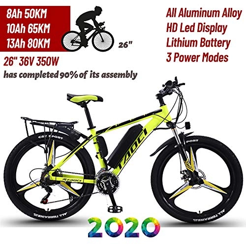Electric Bike : SUSU Electric Bikes For Adult Magnesium Alloy Ebikes Bicycles All Terrain Mens Mountain Bike 26" 36V 350W Removable Lithium-Ion Battery Bicycle Ebike For Outdoor Cycling A-13Ah 80KM