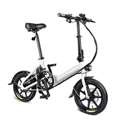 Electric Bike : Susue Electric Folding Bike Foldable Bicycle with Double Disc Brake 14 Inch Wheel 250W 7.8Ah Battery 25km / h Portable for Cycling
