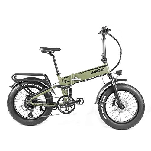 Electric Bike : SWEETF Electric Folding Bike 20" 750w 8 Speed Gear 100 Miles Ebike Foldable Casual Bicycle 14Ah Battery Recharge Bike For Adults Men Women (Green)