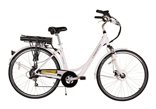 Electric Bike : Swifty Routemaster 36v Ladies Alloy All Terrain Trekking Electric Bike White